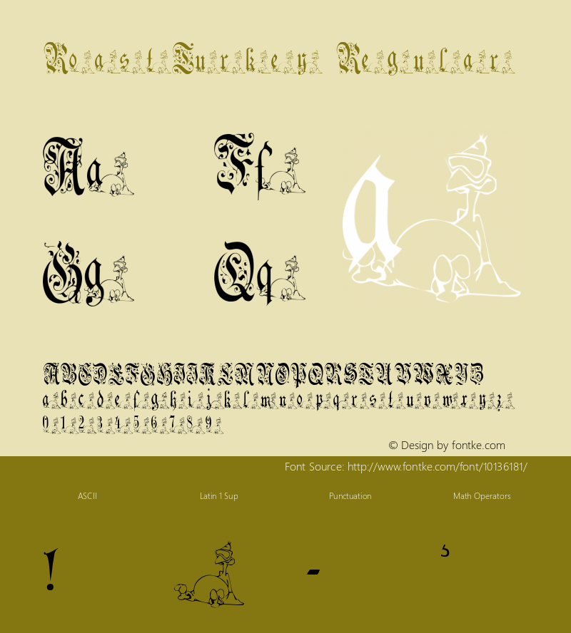 RoastTurkey Regular Version 1.0; 2001; initial release Font Sample