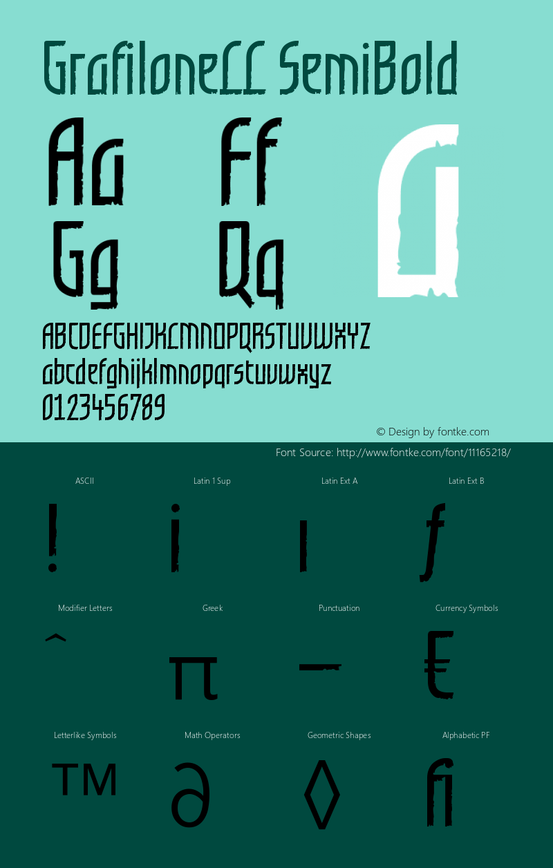 GrafiloneLL SemiBold Version 005.000 Font Sample