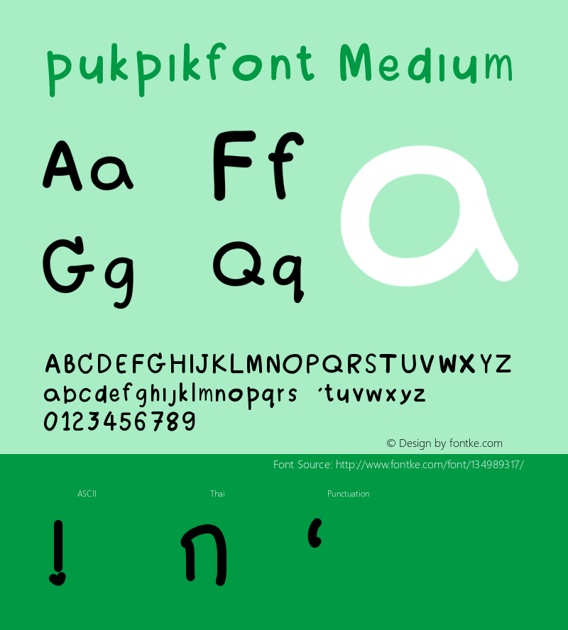 pukpikfont Version 001.000 Font Sample