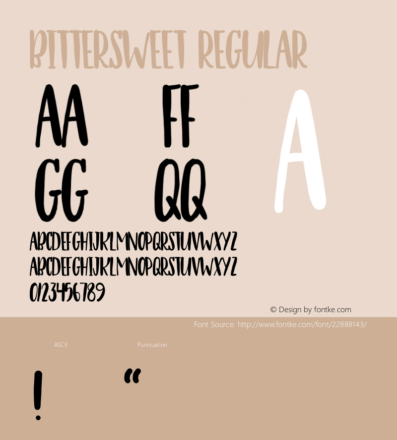 Bittersweet Regular Version 1.00 2016 Font Sample