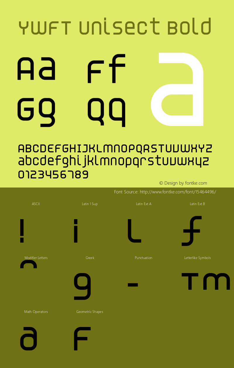 YWFT Unisect Bold Version 1.000;PS 001.001;hotconv 1.0.56 Font Sample