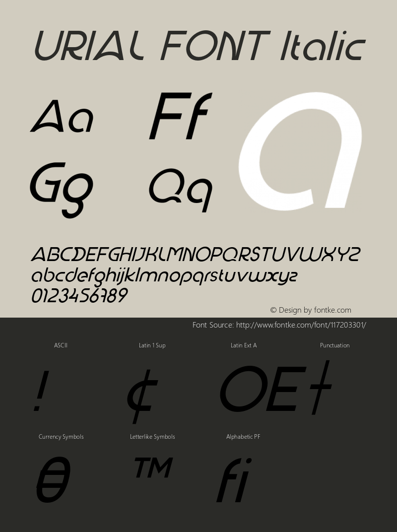 URIALFONT-LightItalic Version 1.001 Font Sample