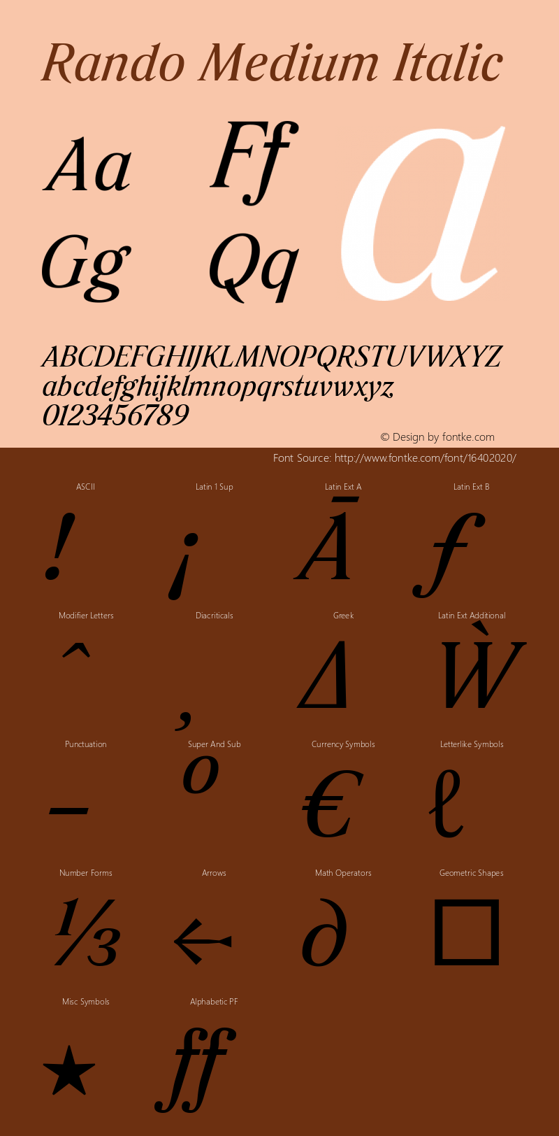 Rando Medium Italic Version 1.003; ttfautohint (v1.4.1) Font Sample