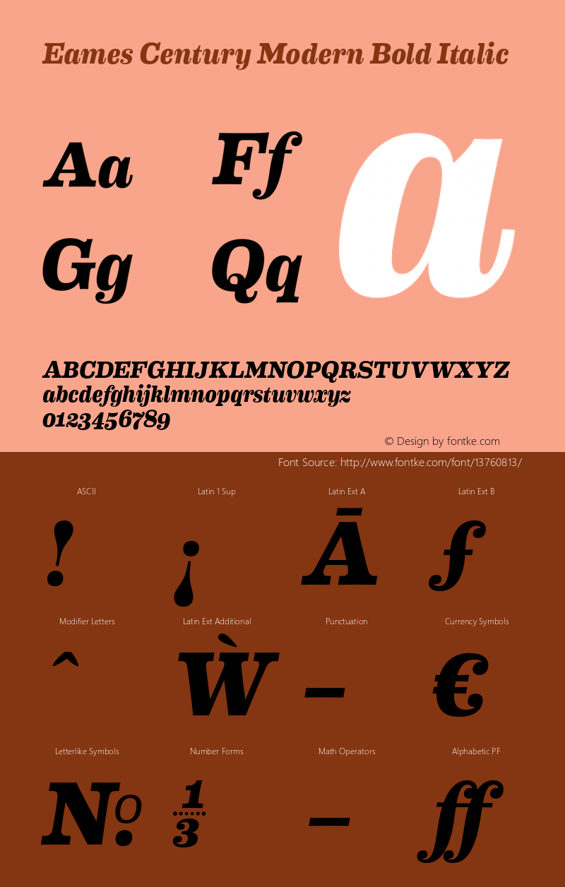 Eames Century Modern Bold Italic Version 1.003;PS 001.003;hotconv 1.0.57;makeotf.lib2.0.21895 Font Sample