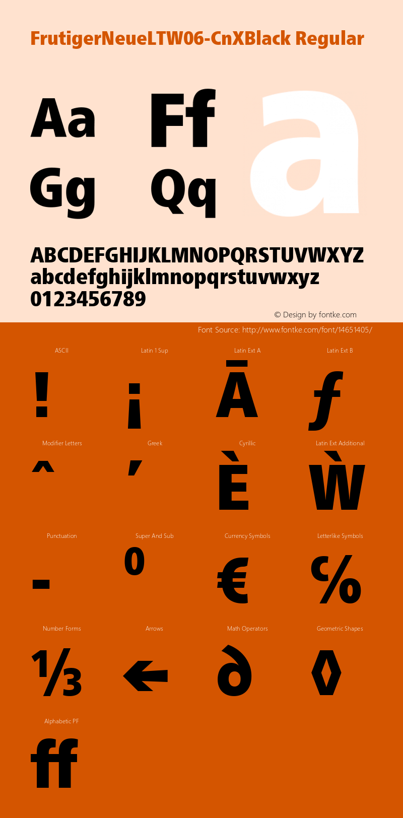 FrutigerNeueLTW06-CnXBlack Regular Version 2.0 Font Sample