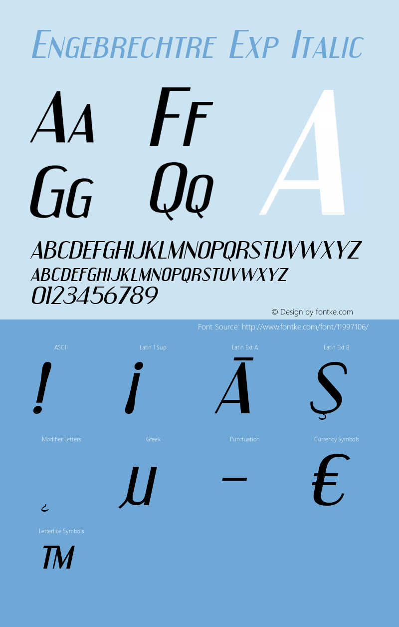 Engebrechtre Exp Italic OTF 3.000;PS 001.001;Core 1.0.29 Font Sample