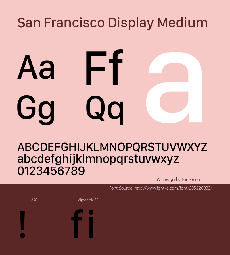 San Francisco Display Medium Version 1.00 August 25, 2018, initial release图片样张