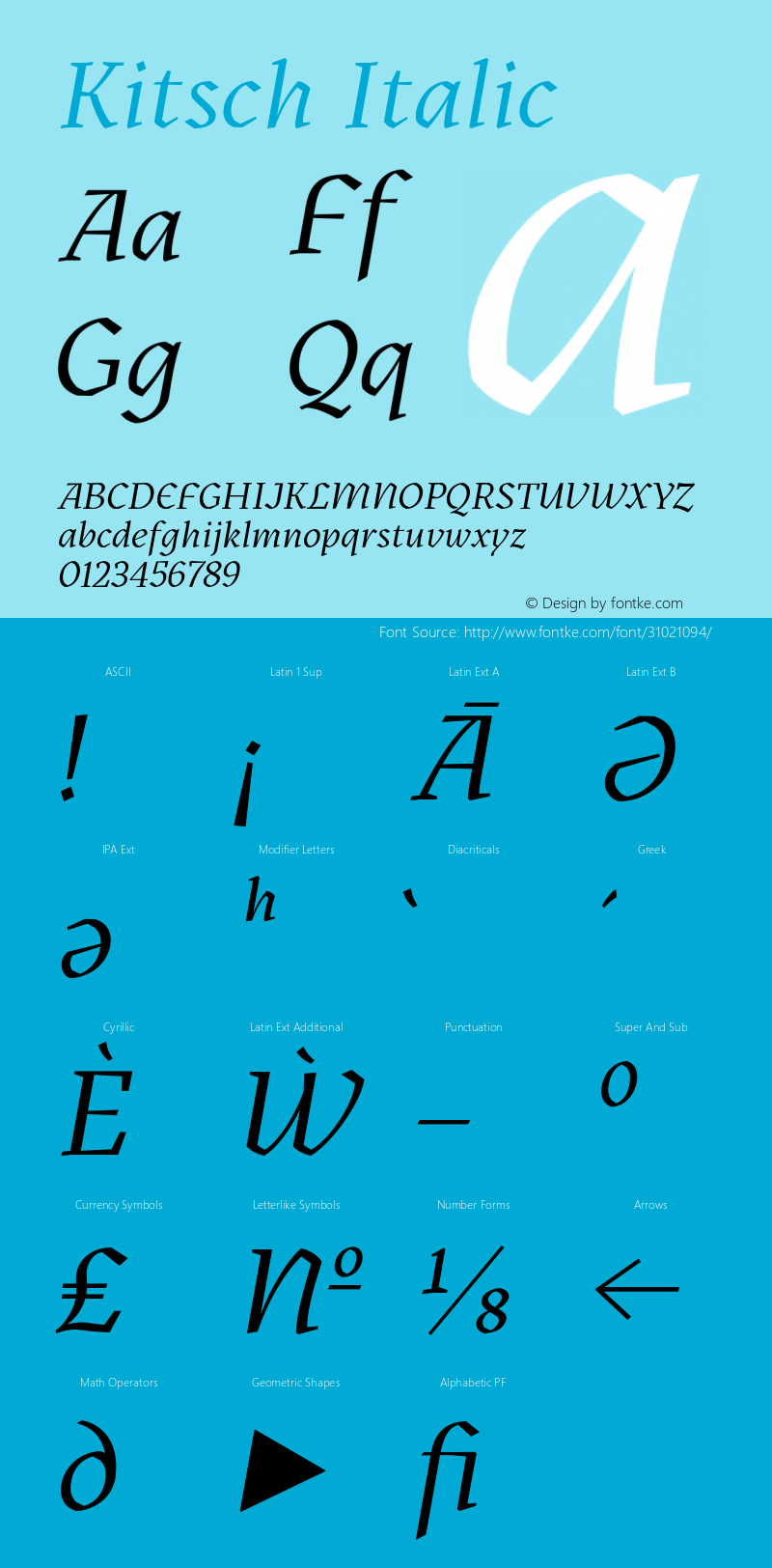 KitschItalic Version 1.000;hotconv 1.0.109;makeotfexe 2.5.65596;YWFTv17 Font Sample