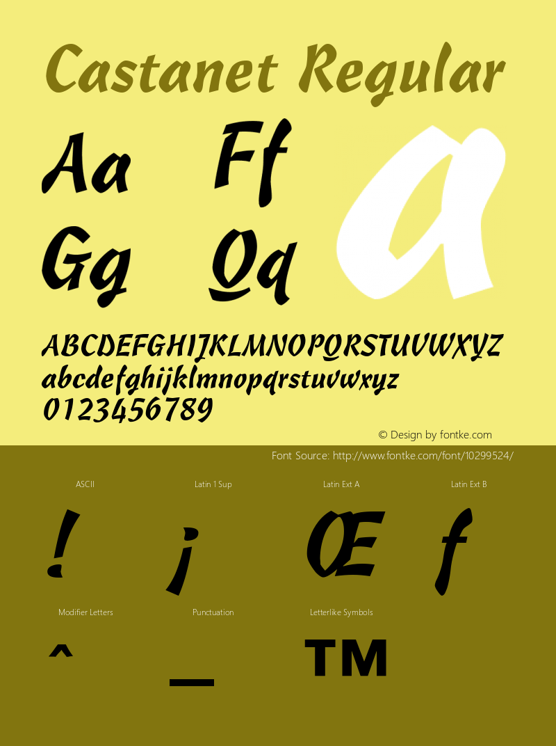 Castanet Regular v1.0c Font Sample