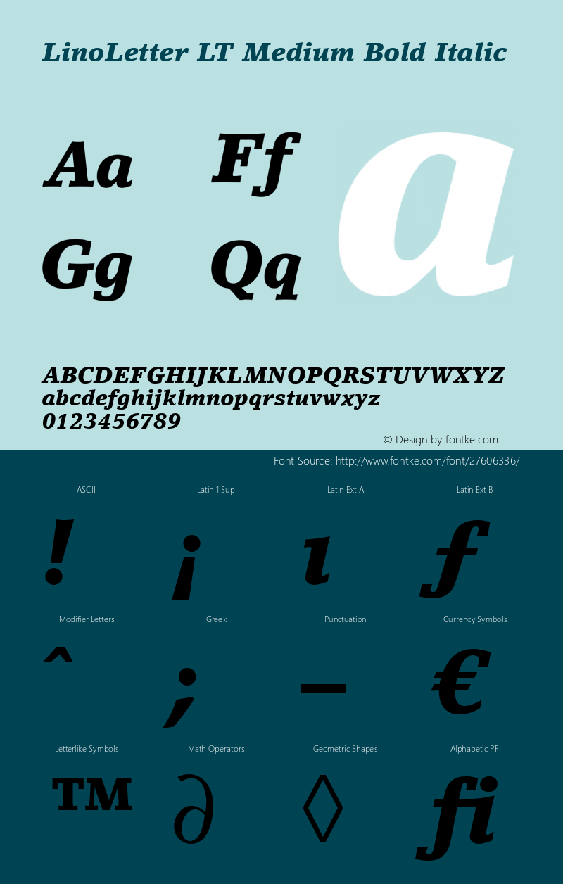 LinoLetter LT Black Italic Version 6.50 Font Sample