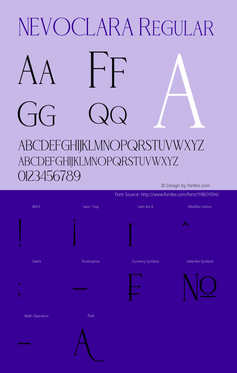 NEVOCLARA Version 1.00;March 21, 2020;FontCreator 11.5.0.2427 32-bit Font Sample