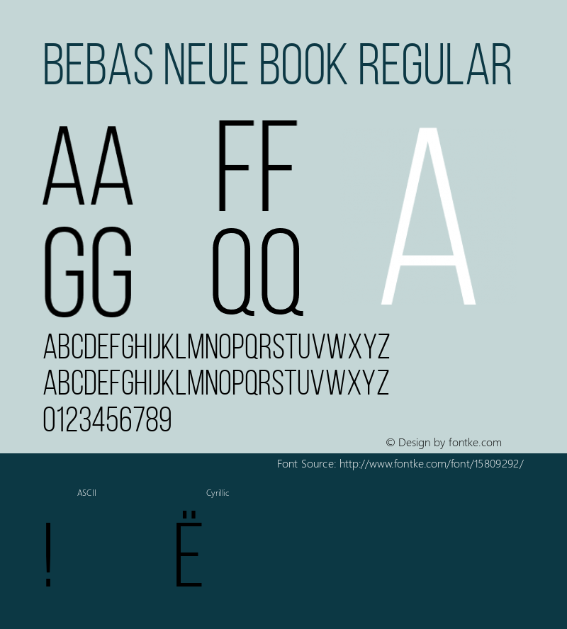 Bebas Neue Book Regular Version 001.003; ttfautohint (v1.4.1) Font Sample