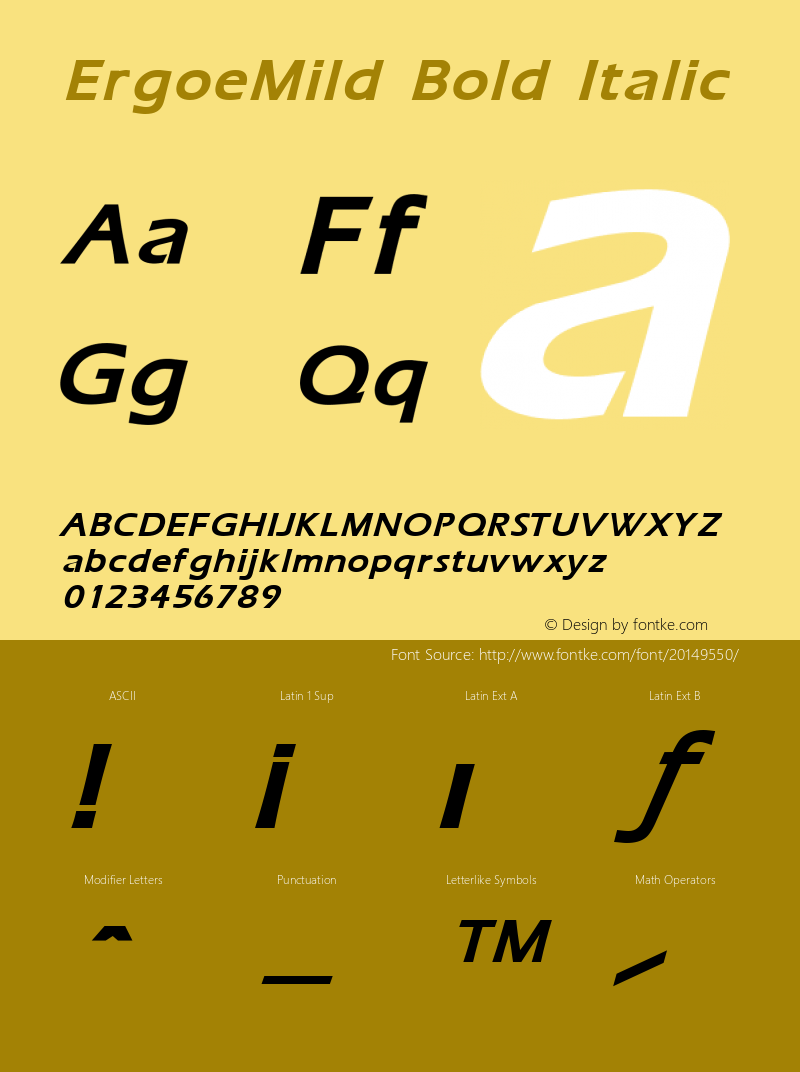 ErgoeMild Bold Italic Altsys Fontographer 3.5  8/17/95 Font Sample