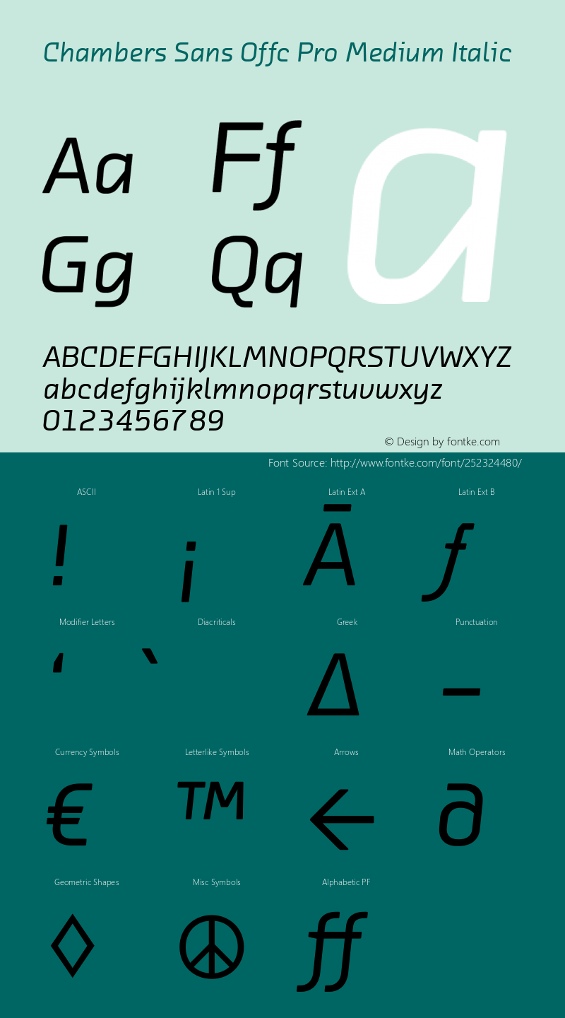 Chambers Sans Offc Pro Medium Italic Version 7.504; 2012; Build 1020图片样张