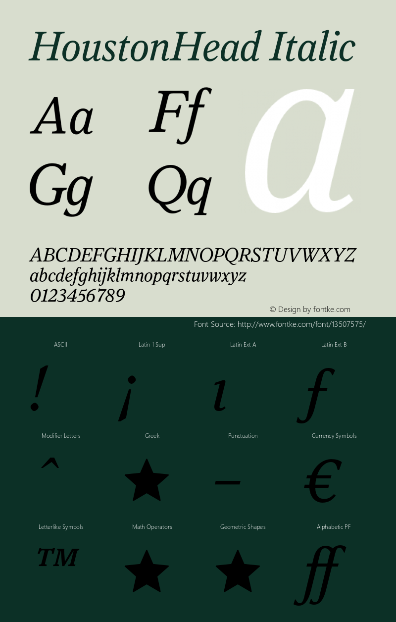 HoustonHead Italic 001.000 Font Sample