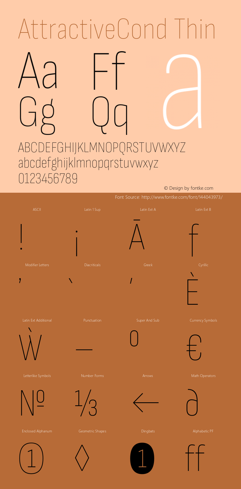 AttractiveCond Thin Version 3.001;PS 003.001;hotconv 1.0.88;makeotf.lib2.5.64775 Font Sample