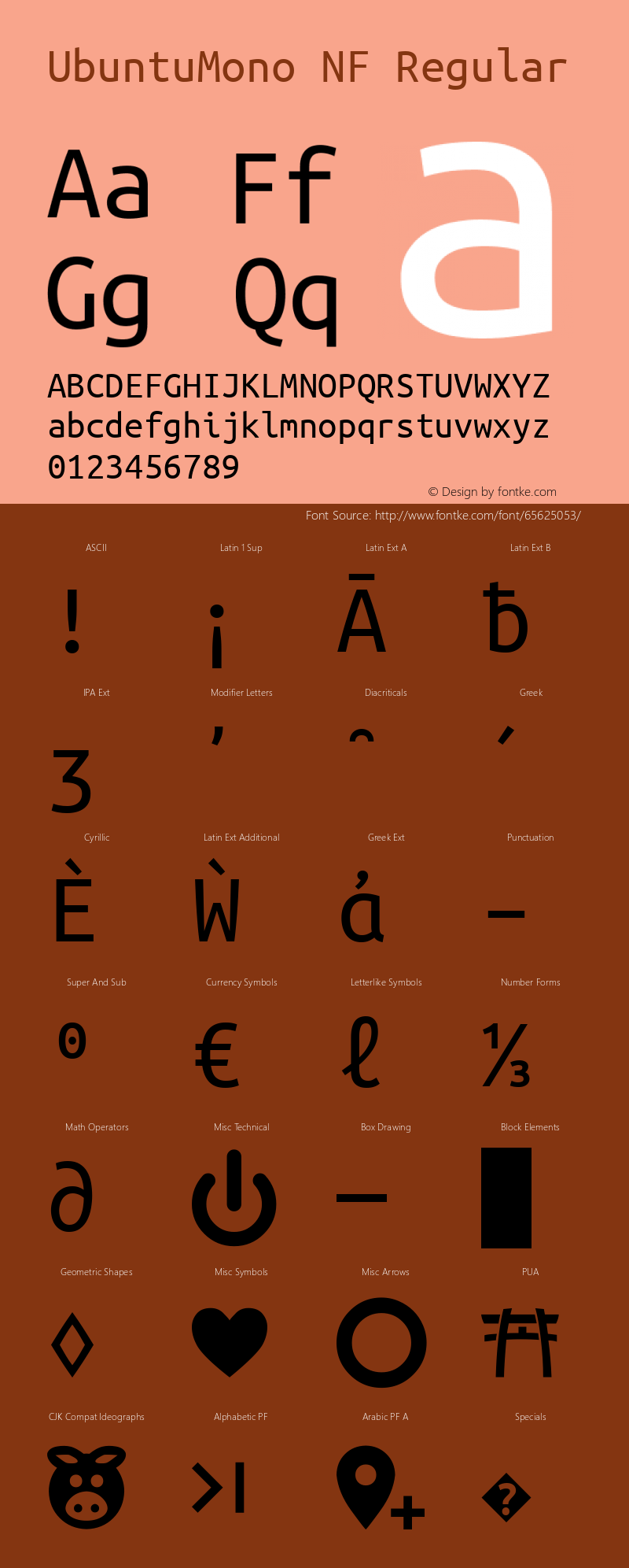 Ubuntu Mono Nerd Font Complete Windows Compatible Version 0.80 Font Sample