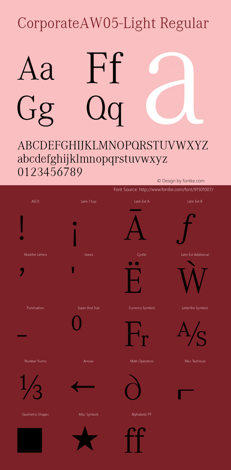 Corporate A W05 Light Version 1.40 Font Sample