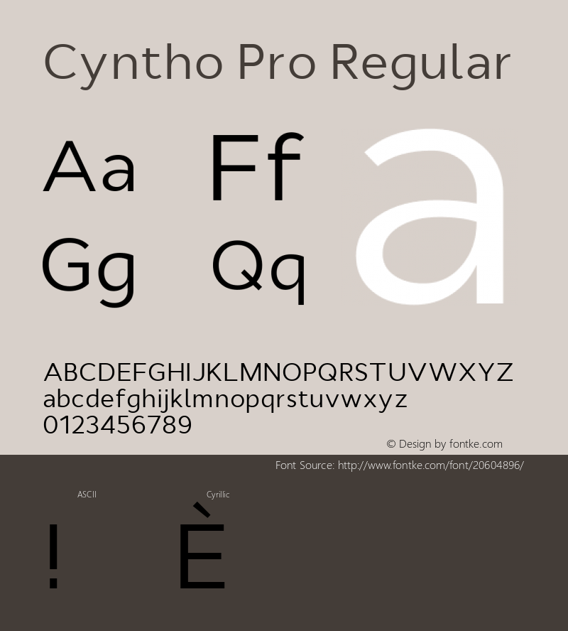 CynthoPro-Regular Version 1.000 2012 initial release; ttfautohint (v1.4.1) Font Sample