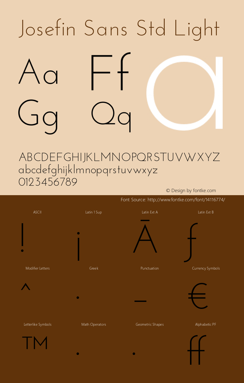 Josefin Sans Std Light Version 1.000 Font Sample