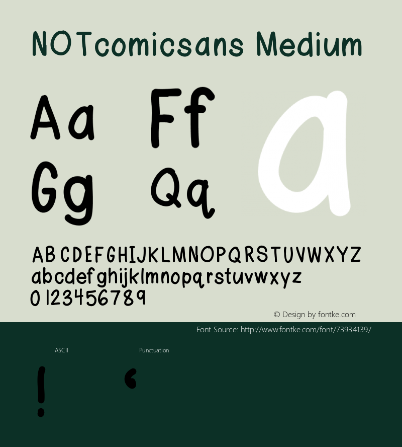 NOTcomicsans Version 001.000 Font Sample