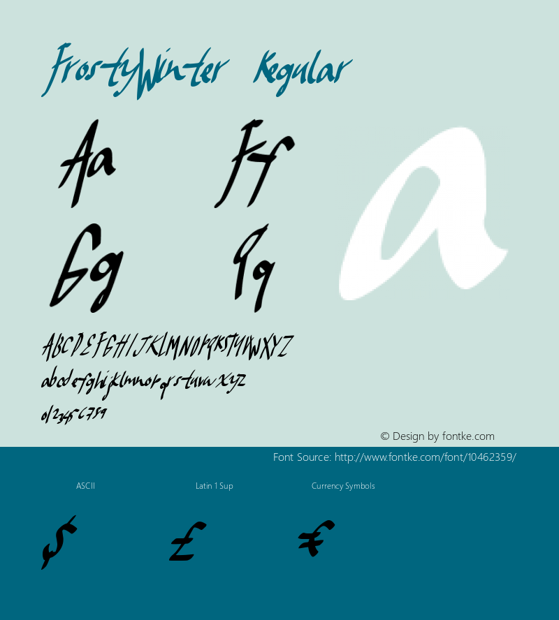 FrostyWinter Regular Version 1.00 January 1, 2013, initial release Font Sample