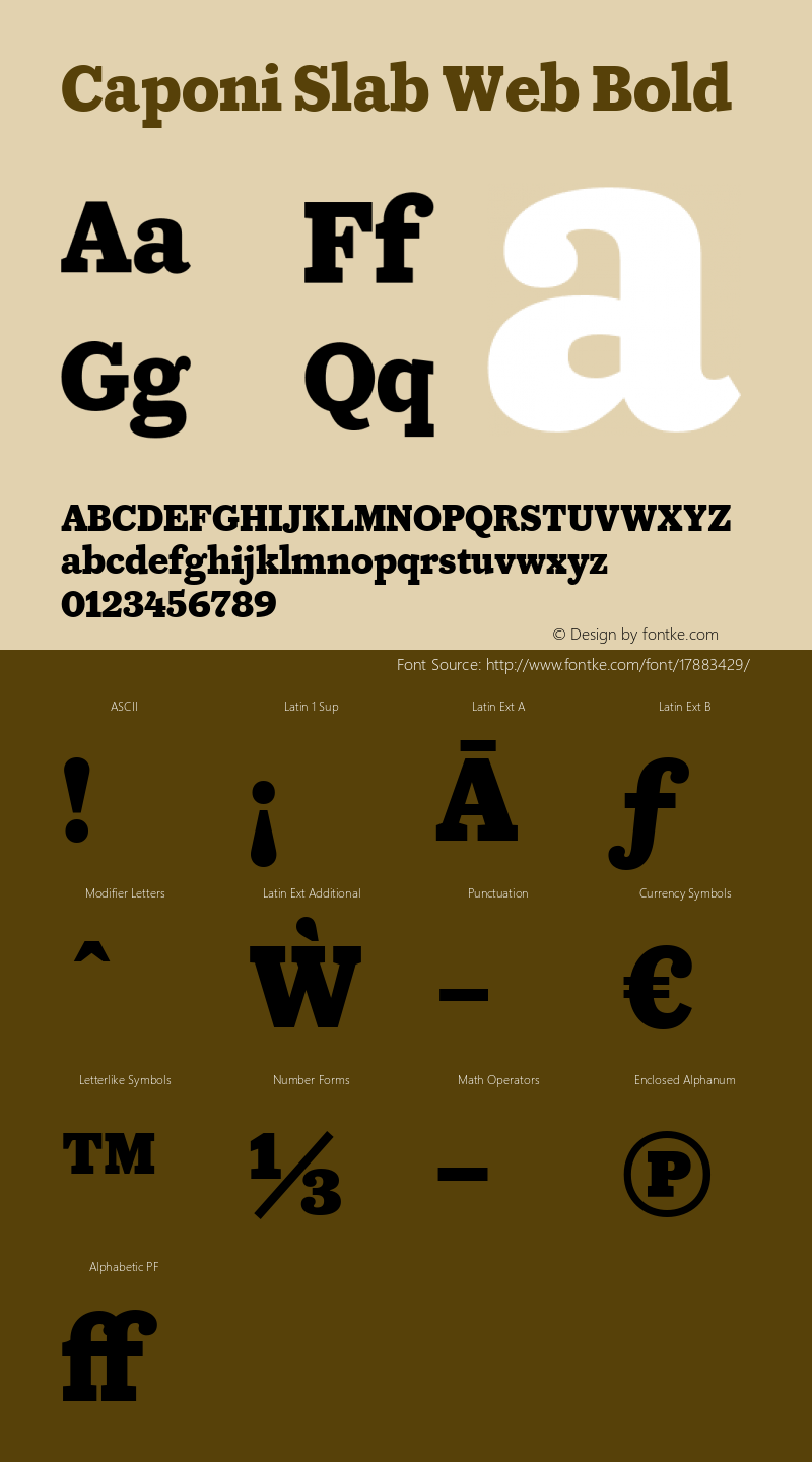 Caponi Slab Web Bold Version 1.1 2013 Font Sample