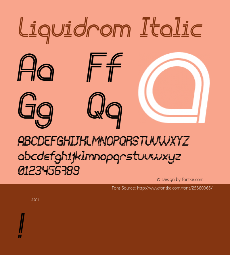 Liquidrom Italic Version 1.000 Font Sample
