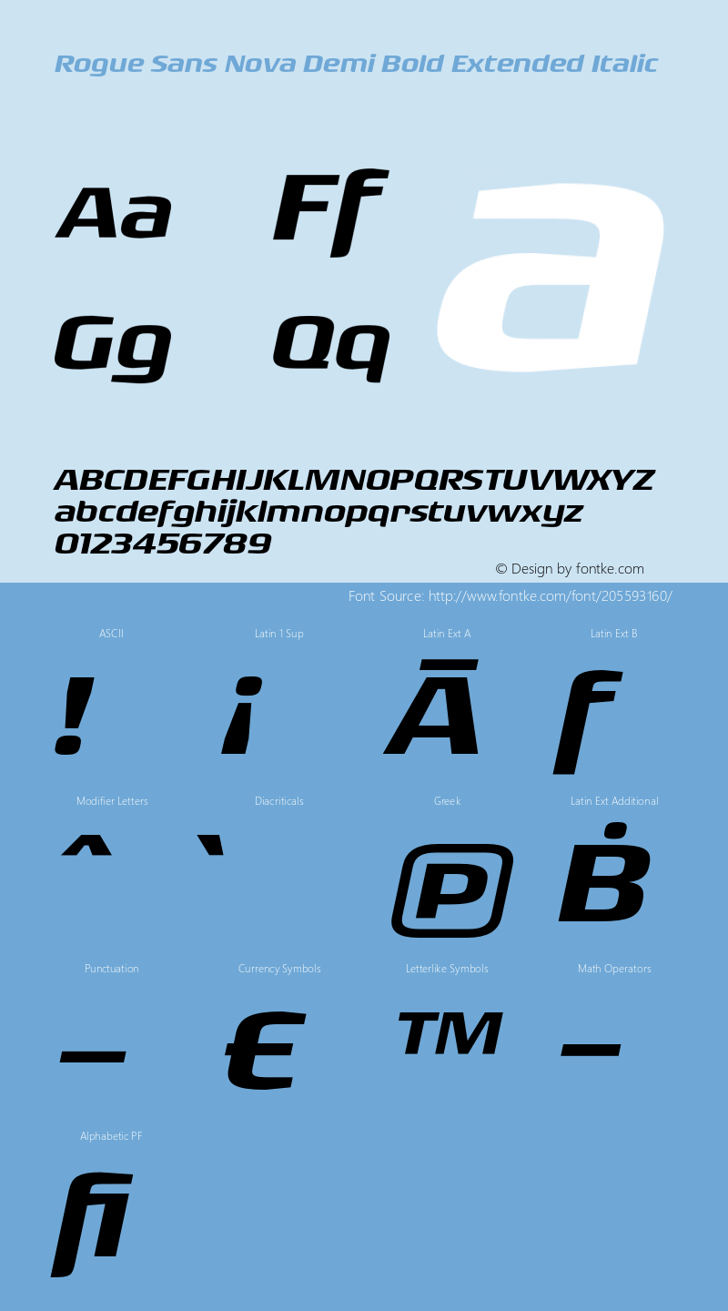 Rogue Sans Nova Demi Bold Extended Italic Version 4.000;PS 004.000;hotconv 1.0.88;makeotf.lib2.5.64775图片样张