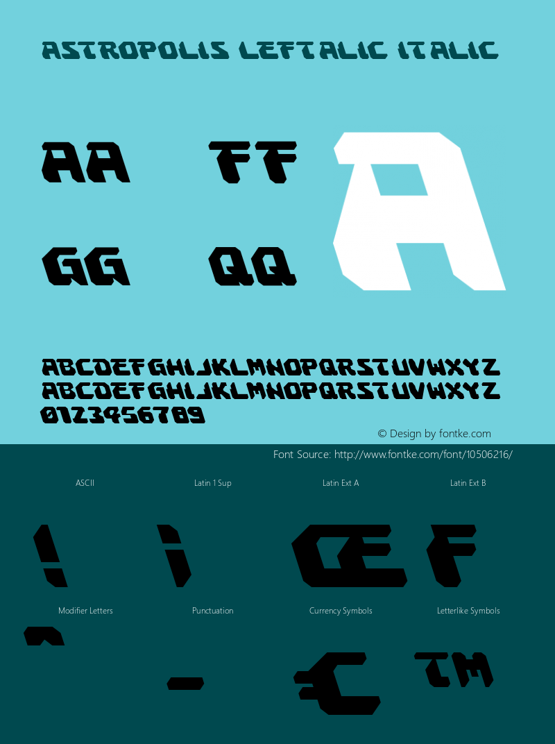 Astropolis Leftalic Italic 001.000 Font Sample