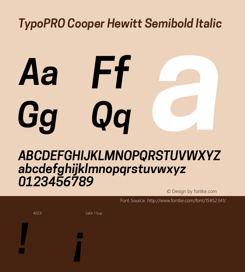 TypoPRO Cooper Hewitt Semibold Italic 1.000 Font Sample