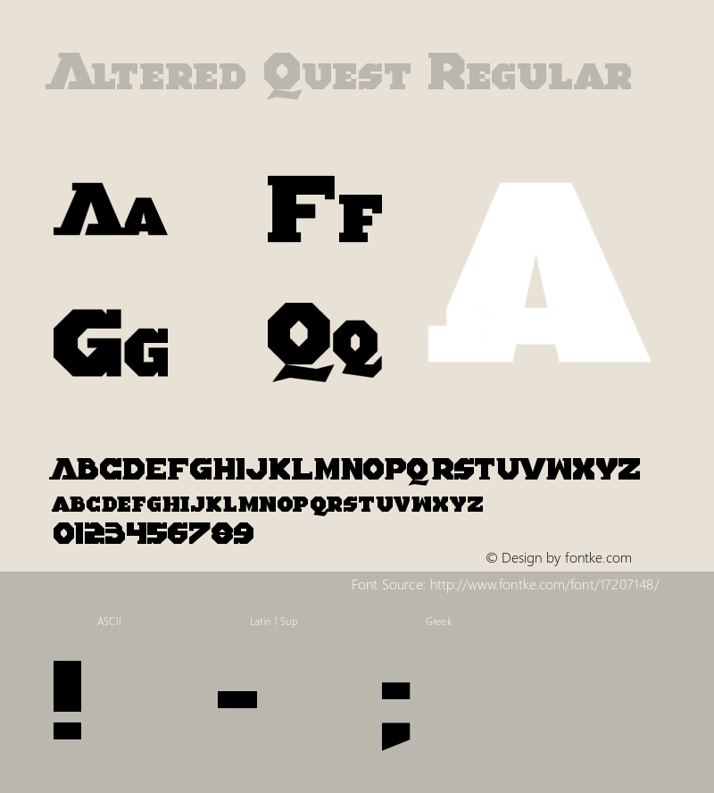 Altered Quest Regular Version 1.00 June 2, 2016, initial release Font Sample