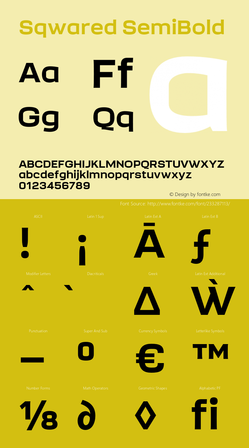 Sqwared SemiBold Version 1.000;hotconv 1.0.109;makeotfexe 2.5.65596图片样张