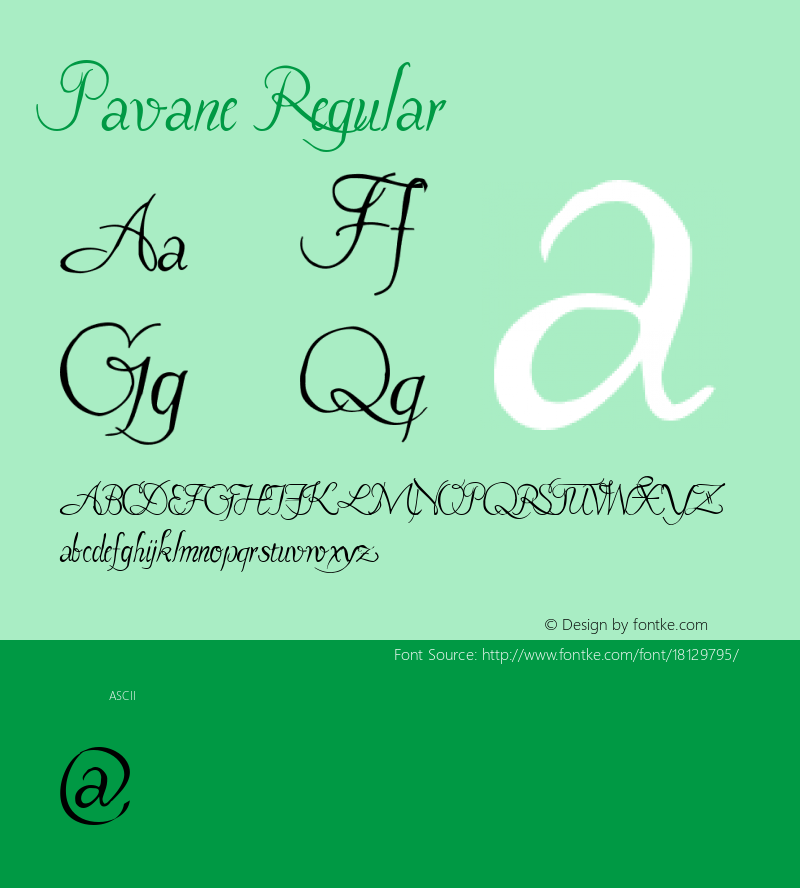 Pavane Regular Altsys Fontographer 4.0.3 8/7/97 Font Sample