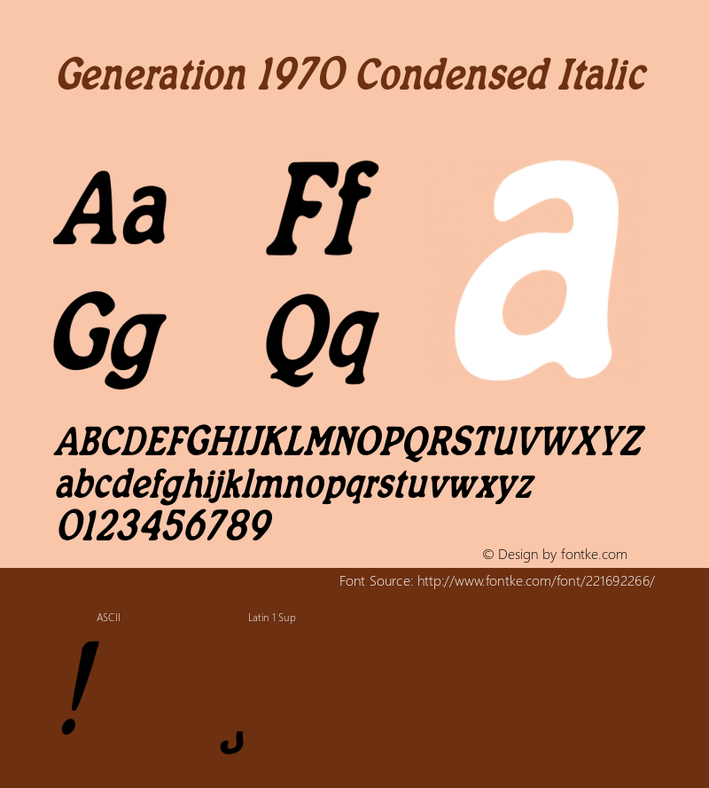 Generation 1970 Condensed Italic Version 1.00;April 29, 2022;FontCreator 13.0.0.2630 64-bit图片样张