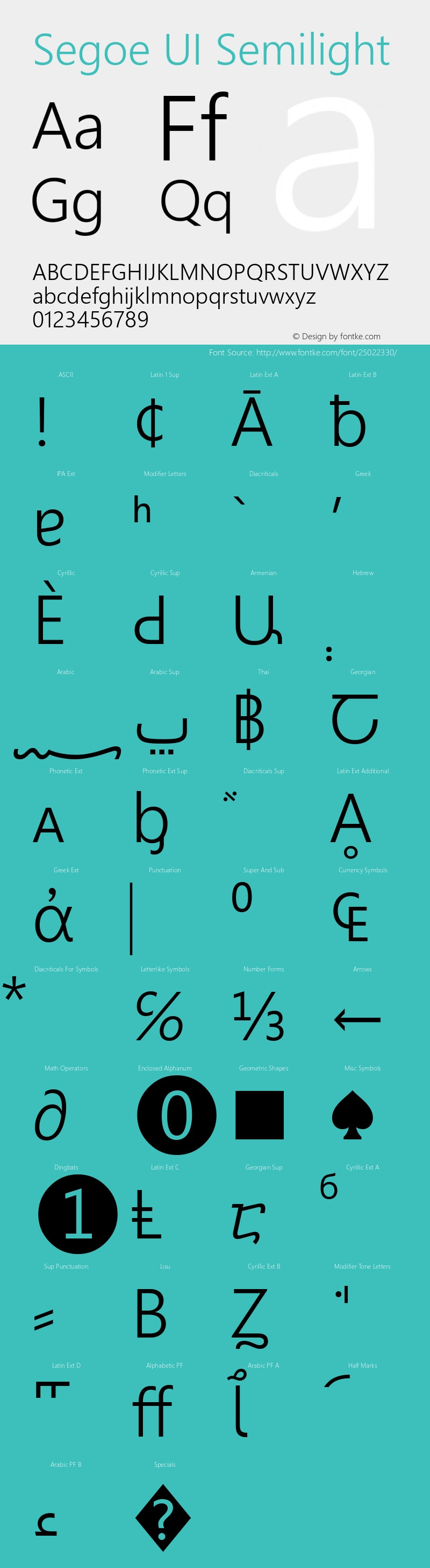 Segoe UI Semilight Version 5.24 October 7, 2015 Font Sample