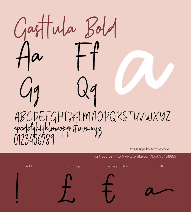 Gasttula Bold Version 1.100 Font Sample