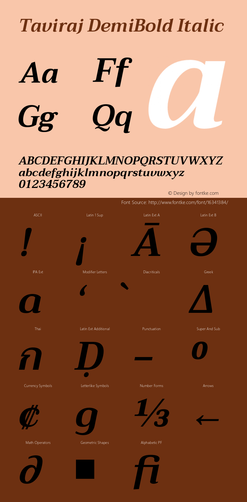 Taviraj DemiBold Italic Version 1.000;PS 001.000;hotconv 1.0.88;makeotf.lib2.5.64775 Font Sample