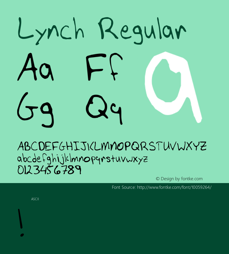 Lynch Regular Unknown Font Sample