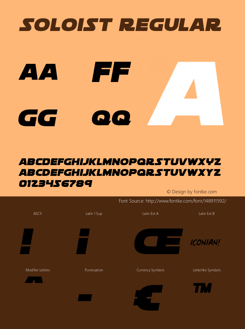 Soloist Version 1.2; 2018 Font Sample