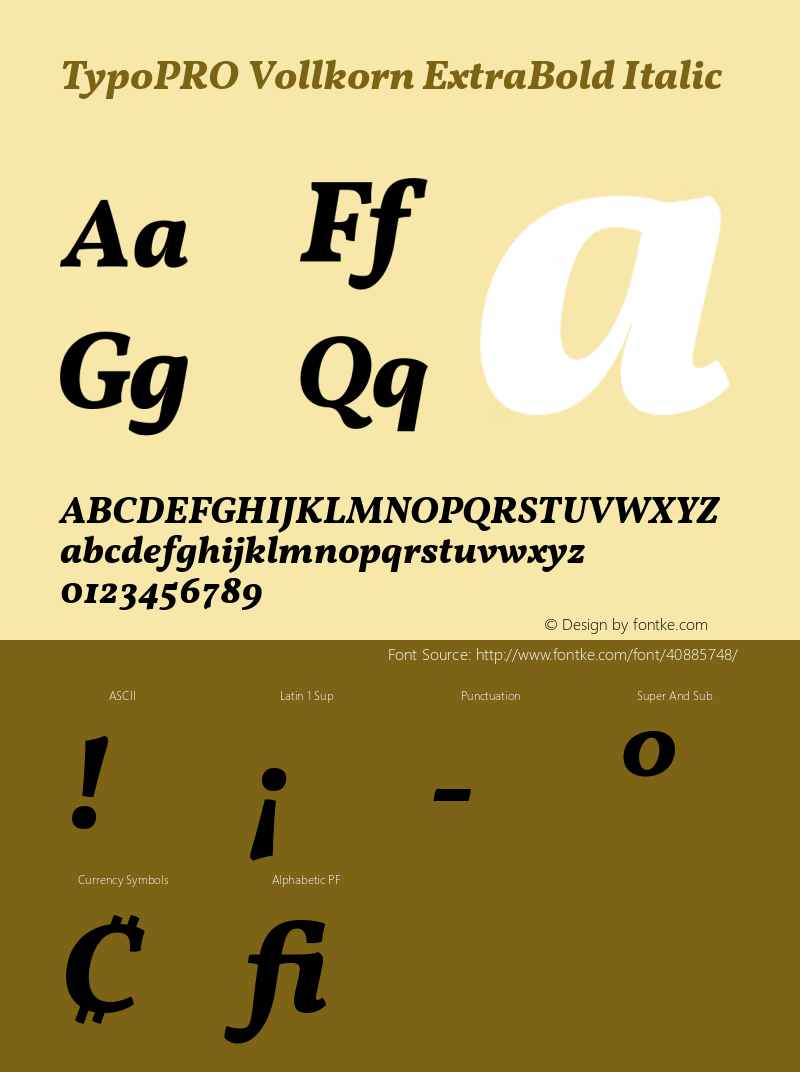 TypoPRO Vollkorn ExtraBold Italic Version 4.105 Font Sample