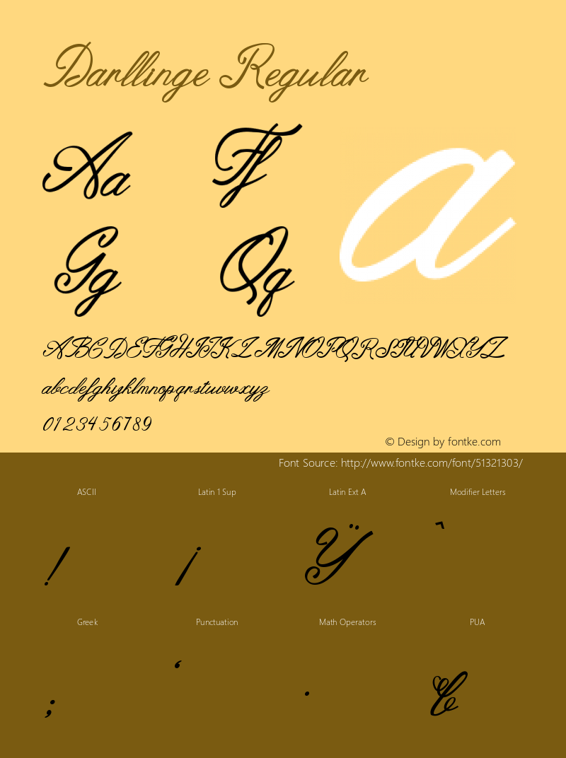 Darllinge Version 1.00;January 13, 2020;FontCreator 11.5.0.2422 64-bit Font Sample