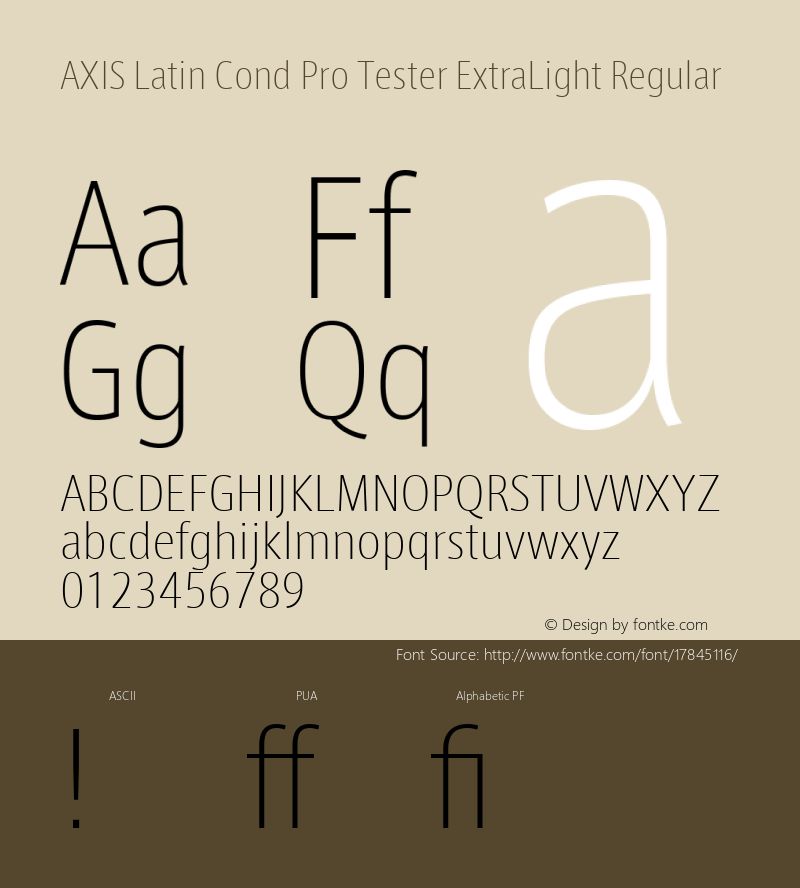 AXIS Latin Cond Pro Tester ExtraLight Regular Version 1.101;PS 1.000;Core 1.0.38;makeotf.lib1.6.5960; TT 0.93 Font Sample