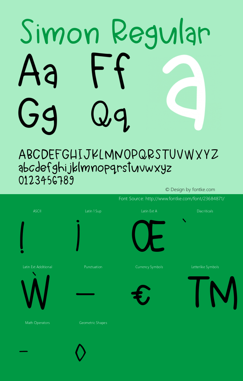 Simon Regular Version 1.000 Font Sample