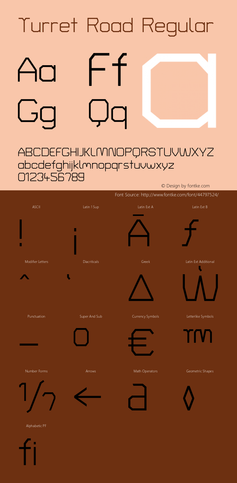 Turret Road Regular Version 1.001; ttfautohint (v1.8) Font Sample