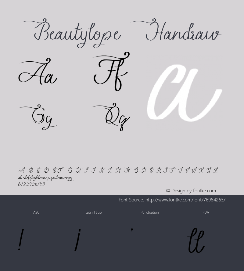 Beautylope Version 001.000 Font Sample