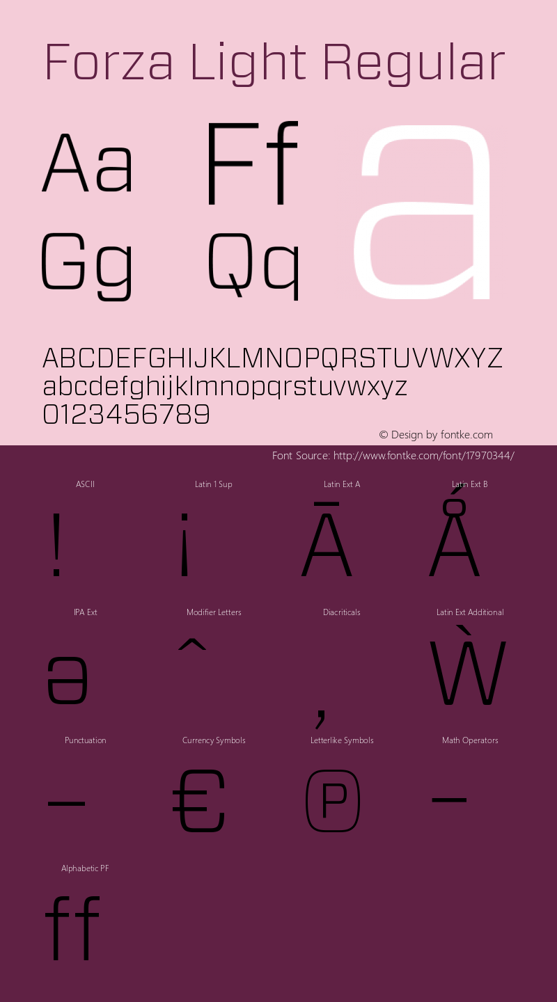 Forza Light Regular Version 1.200 Font Sample