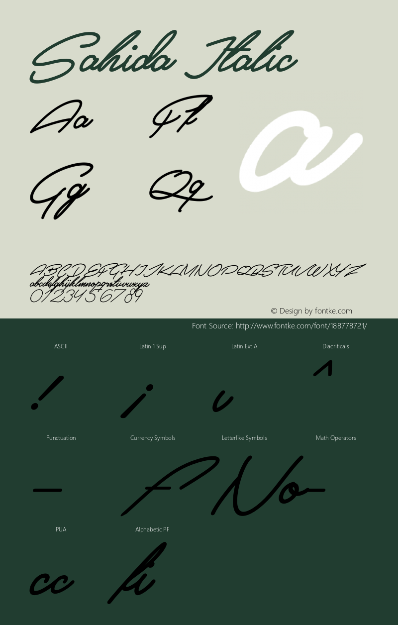 Sahida Italic Version 1.00;August 2, 2021;FontCreator 13.0.0.2683 64-bit图片样张