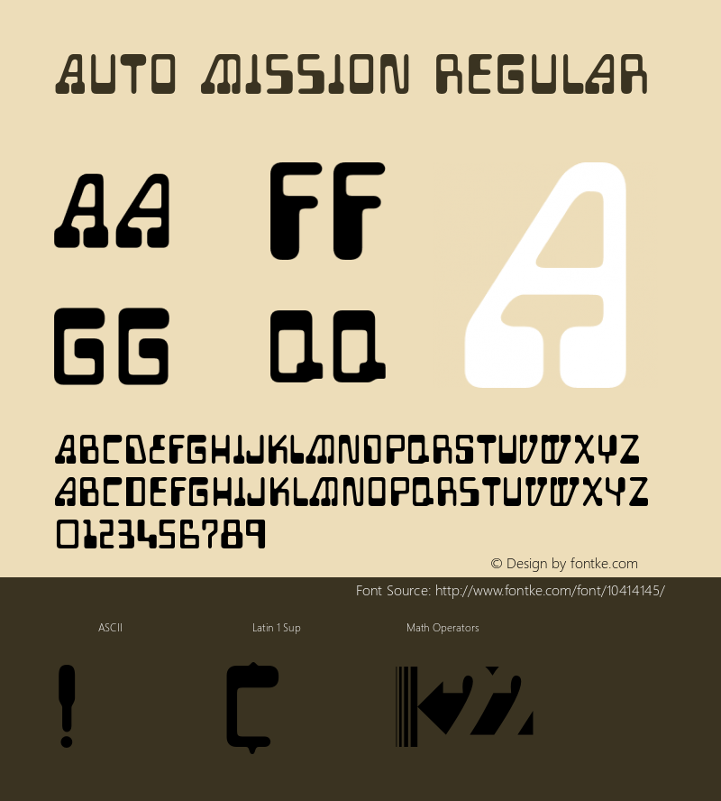 Auto Mission Regular 1.0 Font Sample