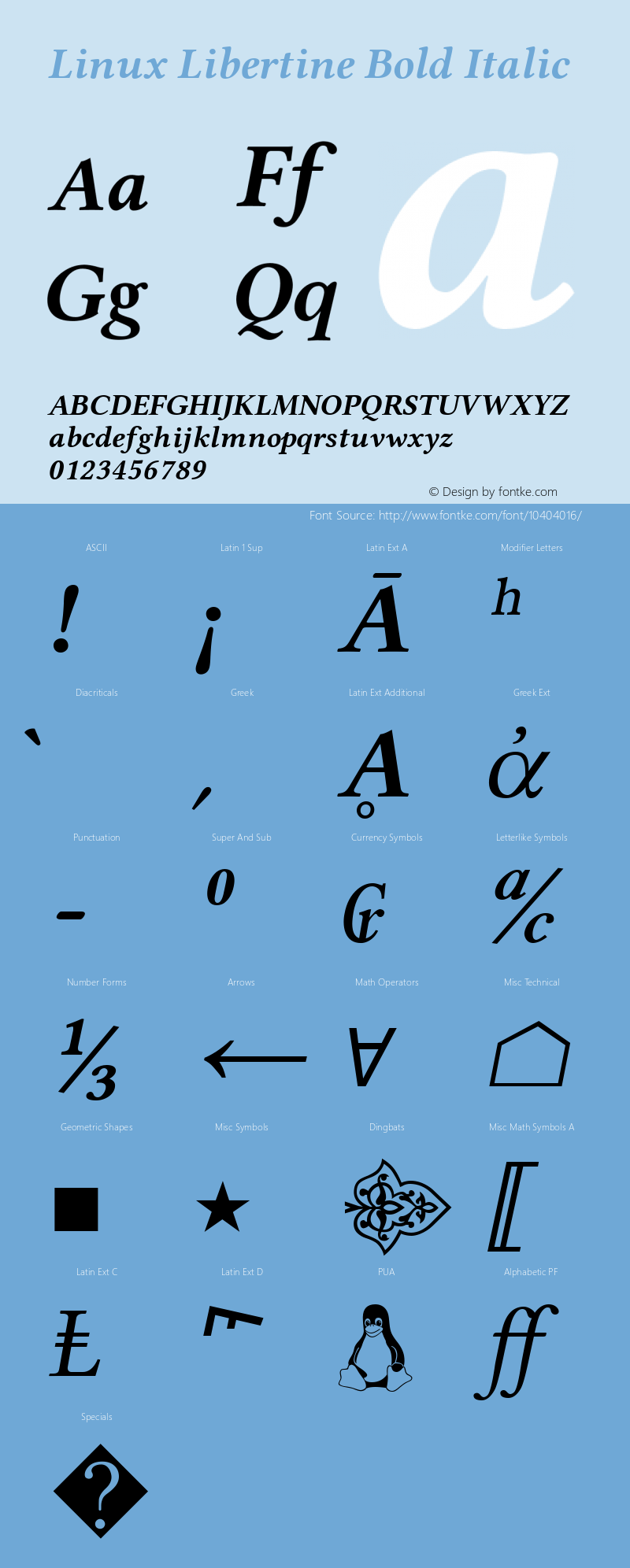 Linux Libertine Bold Italic Version 5.0.4 Font Sample